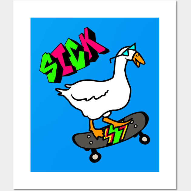 SICK Goose on Skateboard, Skater Bird.... So Rad! Wall Art by CatsandBats